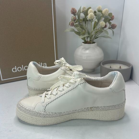 Dolce Vita Lennix Lace Up White Leather Sneakers Platform Hybrid Women's US 9 - Picture 6 of 11